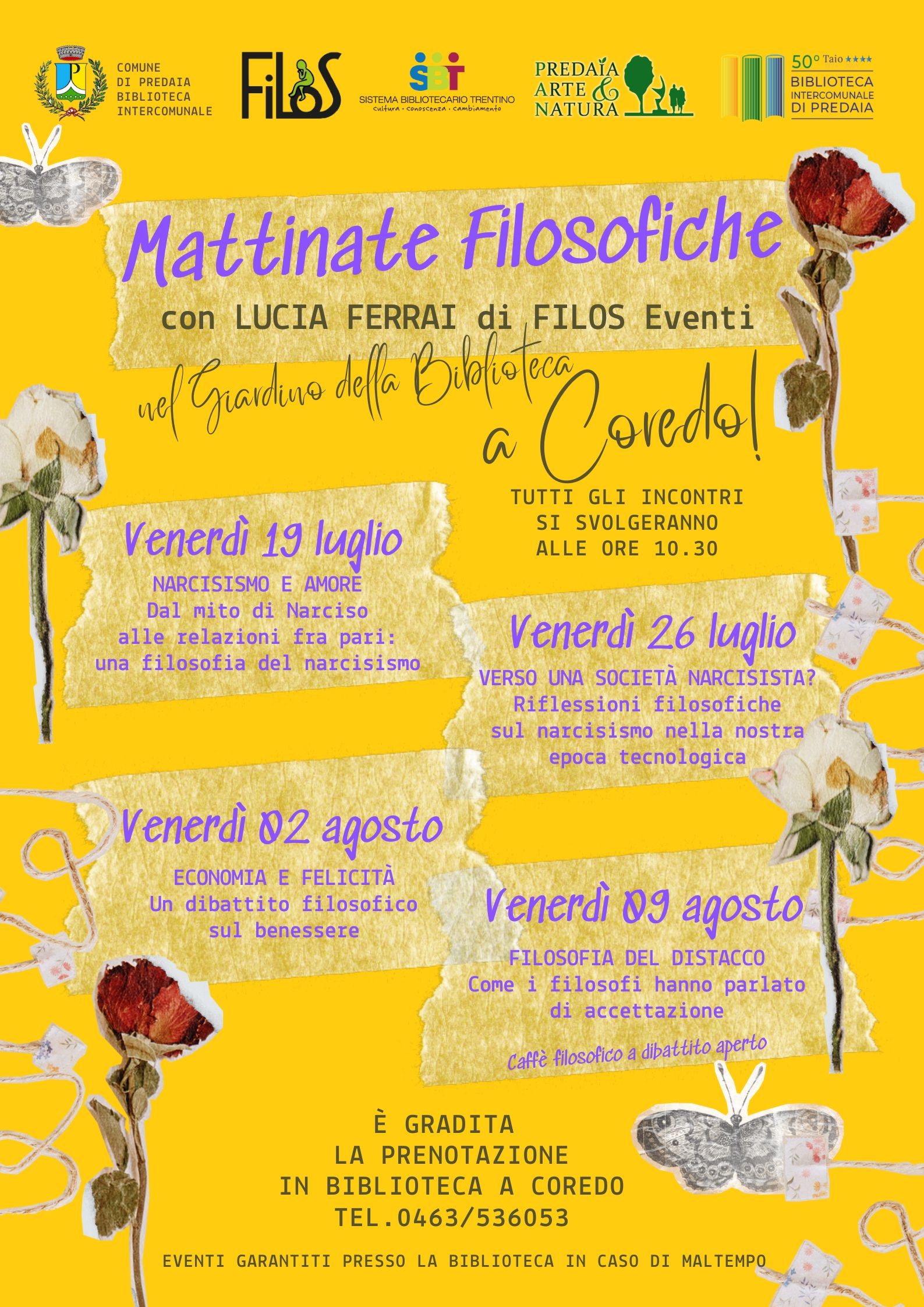 Scopri di più sull'articolo “Mattinate filosofiche” Coredo | 19 luglio – 9 agosto 2024